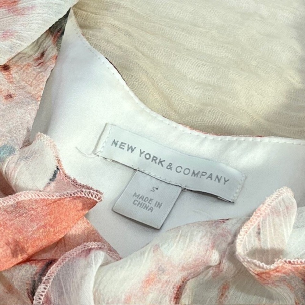 New York & Company Sleeveless Pink/Red Ruffle Top Tank Midi Dress Size S - Picture 3 of 8